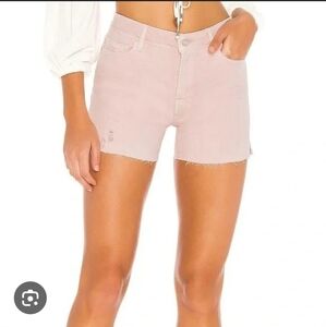 Sanctuary Light Pink Jean Shorts Distressed Midi Slit Cherry Blossom Sz 28 NWT